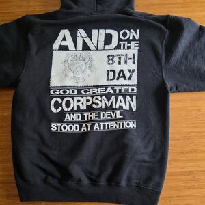 Navy Corpsman Sweatshirt Pullover Graphic Hoodie Black Men's Medium